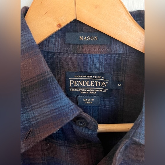 Pendleton Mason Flannel Men’s Plaid Cotton Button Down Longsleeve Shirt Size M - Picture 3 of 9